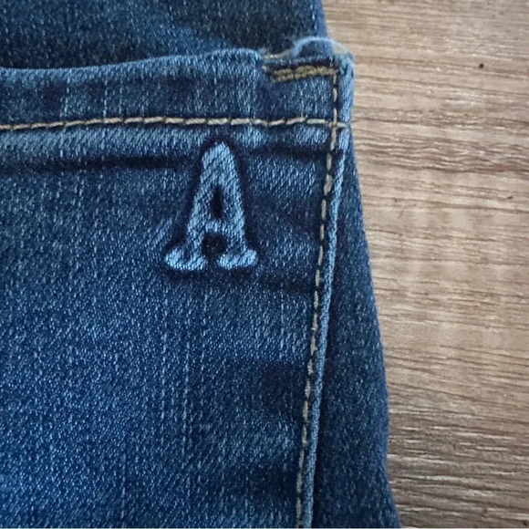 Articles of Society Flare Crop Jeans Size 31 Raw Hem Dark Wash Trendy Stretchy - Picture 3 of 12